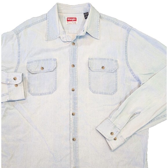 Wrangler Button Down Shirt Mens Large Workwear Long Sleeve - Picture 1 of 7